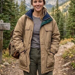 Pacific Trail Tan Heavyweight Utility Trail Parka Jacket Coat Oversized Hiking